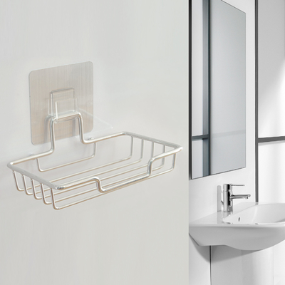 Porte-savon auto-adhésif en acier distributeur de porte-éponge accessoire de salle de bain porte-savon mural