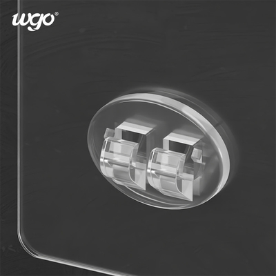 Le bâton collant transparent de boucle de WGO sur l'adhésif de support de balai de mur d'étagère de douche accroche clair/argent